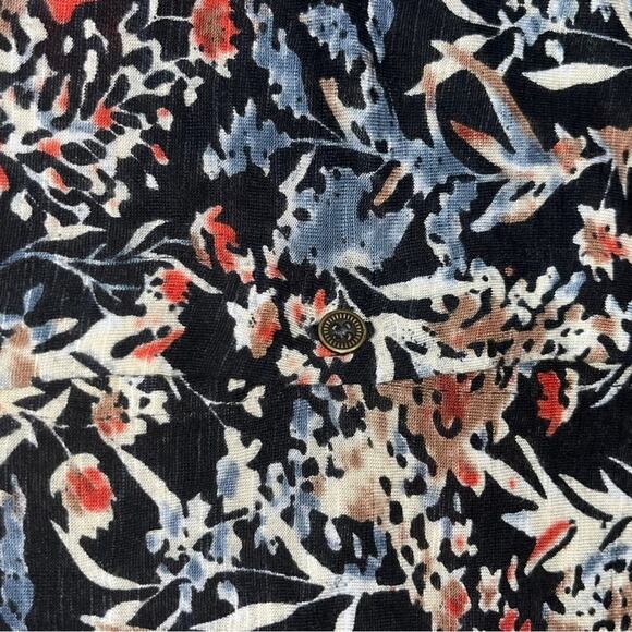 Lucky Brand Mixed Print Blouse Womens Size Small Back Button Ruffle Boho Chic - Picture 7 of 10